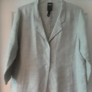 Eileen Fisher Notch Collar Linen Long Sleeve Jacket Size: XL. Color: Light Green